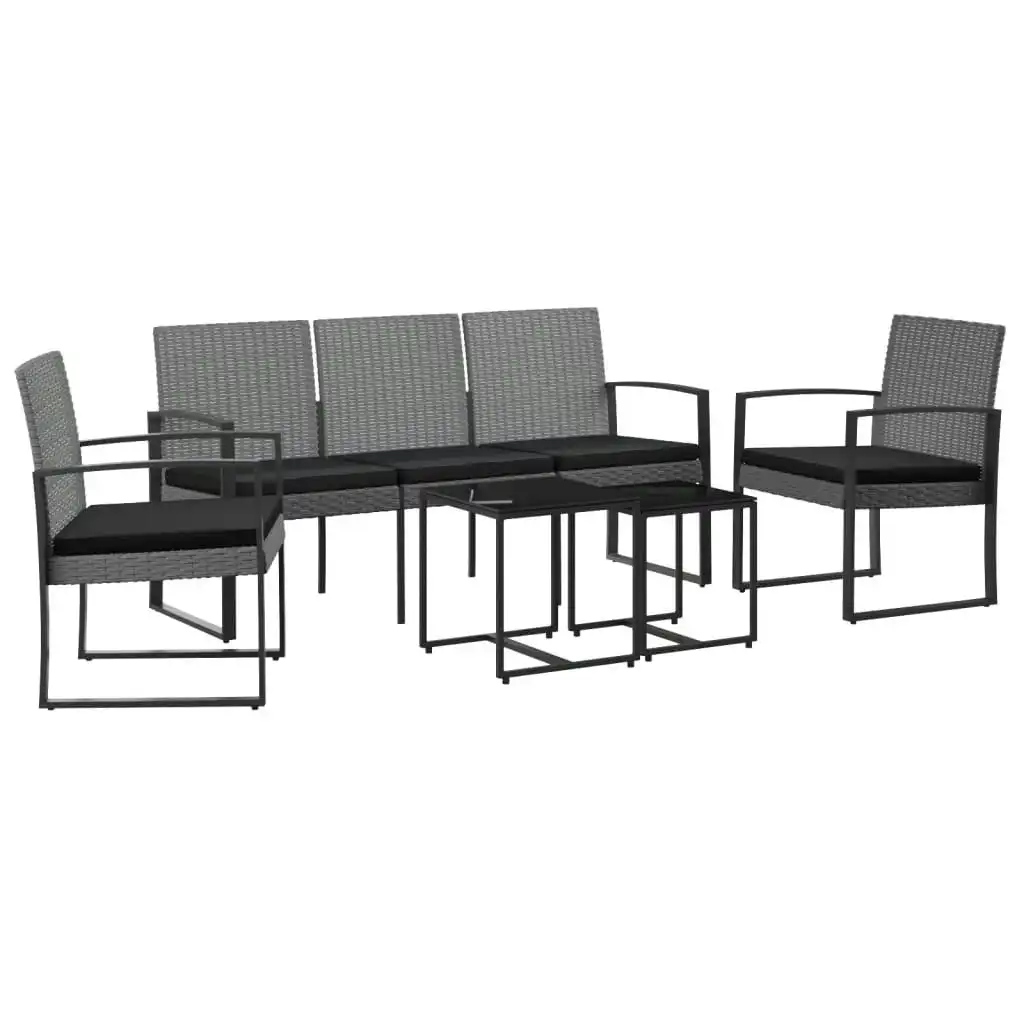 5 piece Garden Dining Set with Cushions Dark Grey PP Rattan 360220