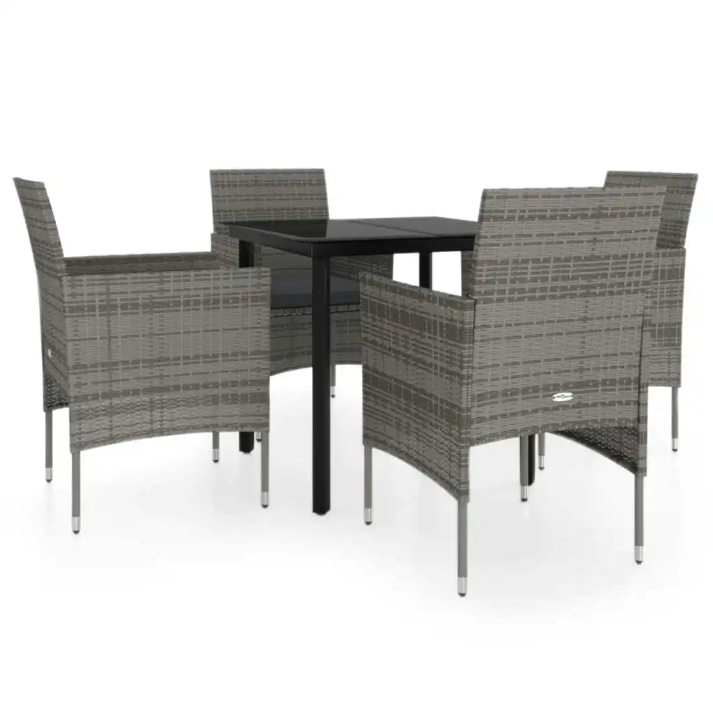 5 Piece Garden Dining Set with Cushions Grey and Black 3099288