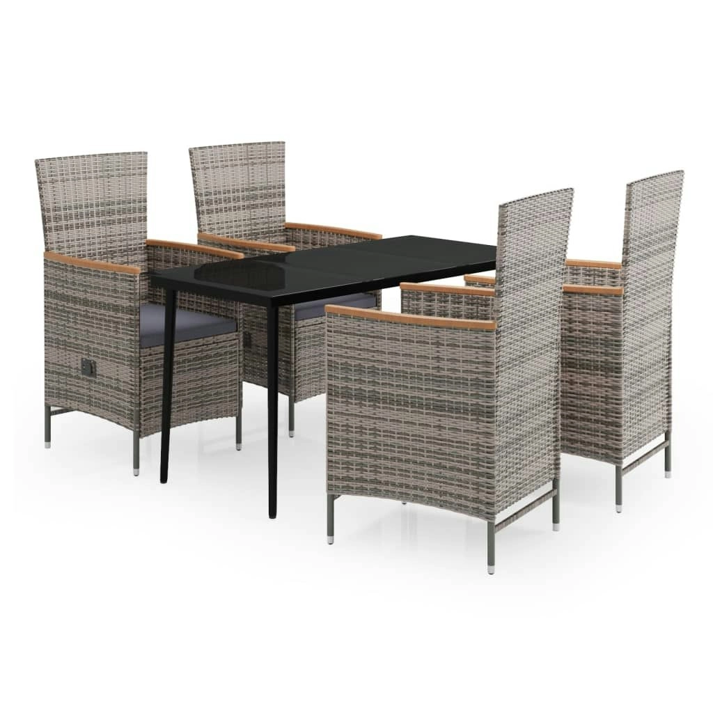 5 Piece Garden Dining Set with Cushions Grey 3099451