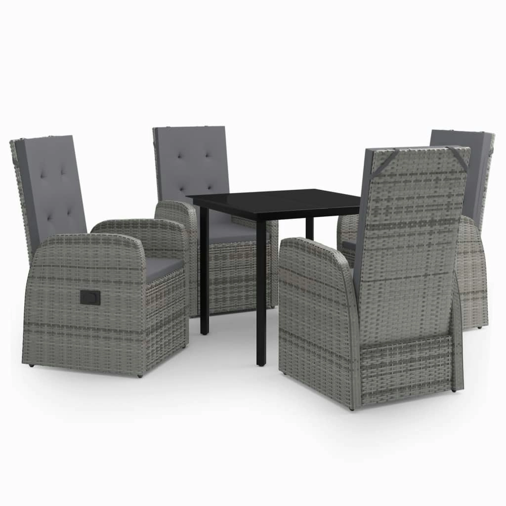 5 Piece Garden Dining Set with Cushions Grey 3099474