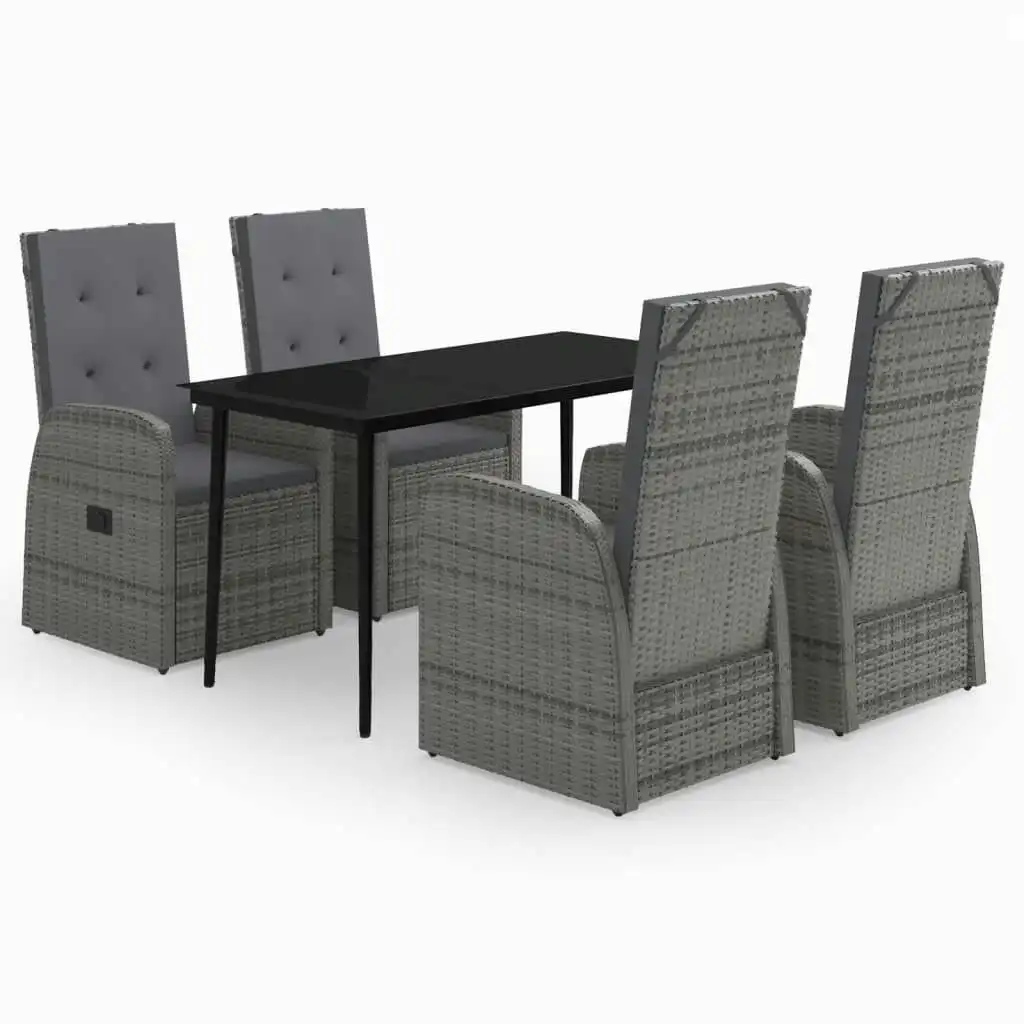 5 Piece Garden Dining Set with Cushions Grey 3099487