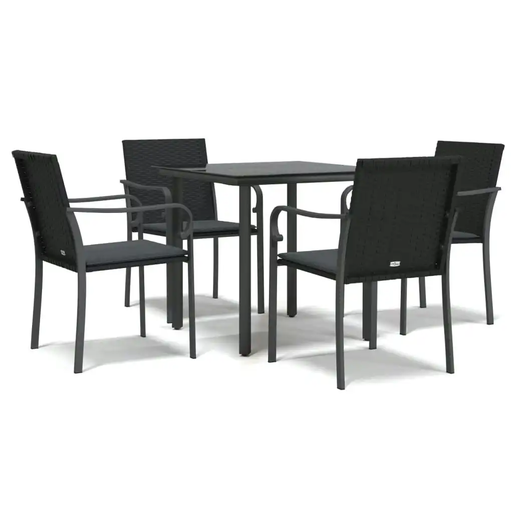 5 Piece Garden Dining Set with Cushions Poly Rattan and Steel 3186956