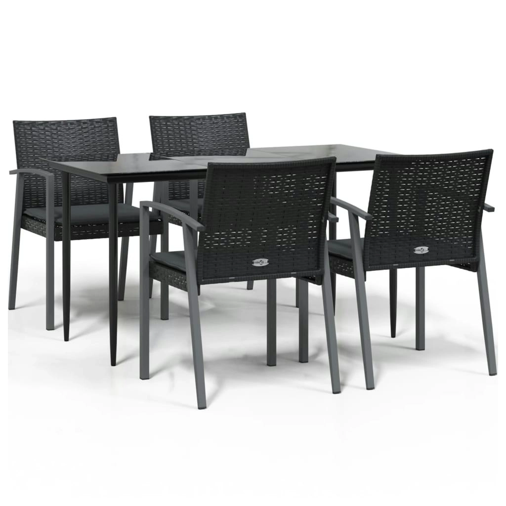 5 Piece Garden Dining Set with Cushions Poly Rattan and Steel 3186975