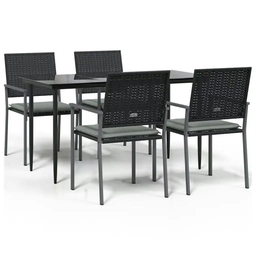 5 Piece Garden Dining Set with Cushions Poly Rattan and Steel 3187005