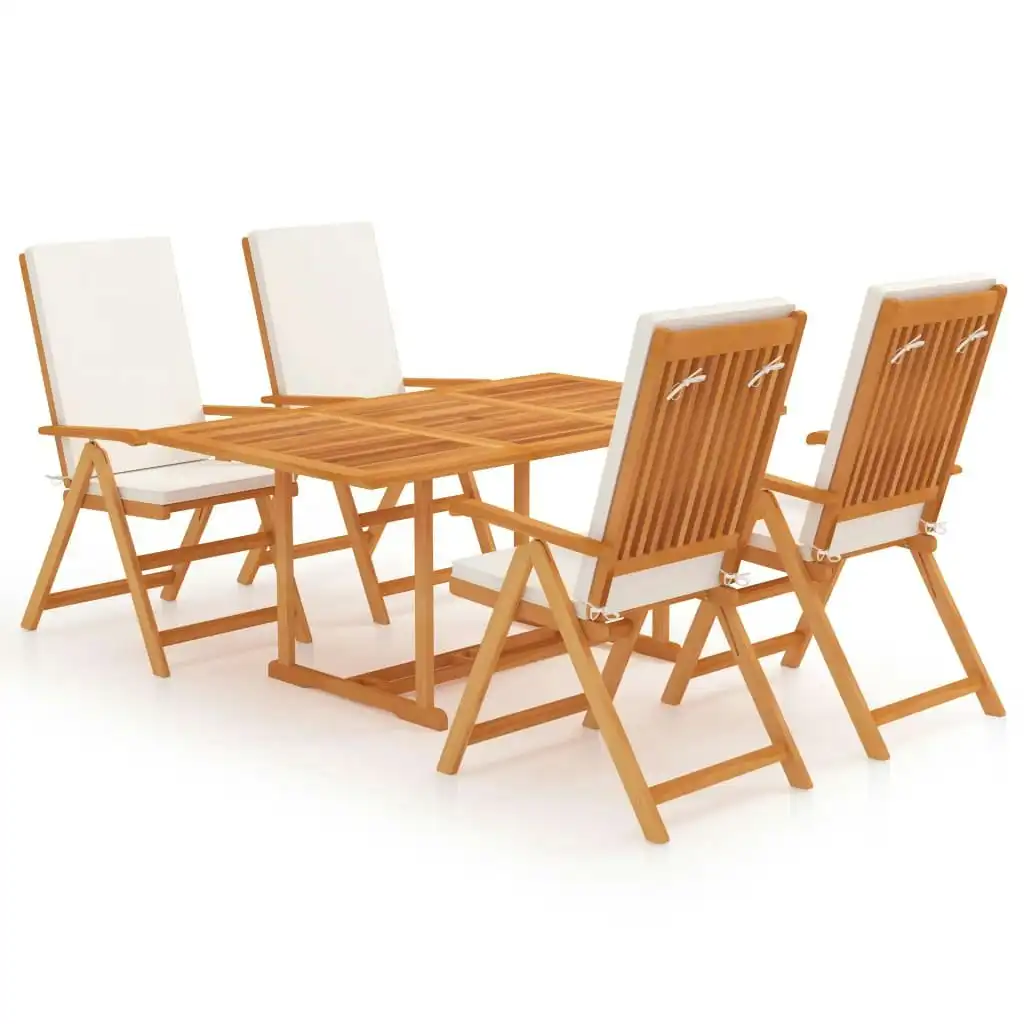 5 Piece Garden Dining Set with Cushions Solid Teak Wood 3059543