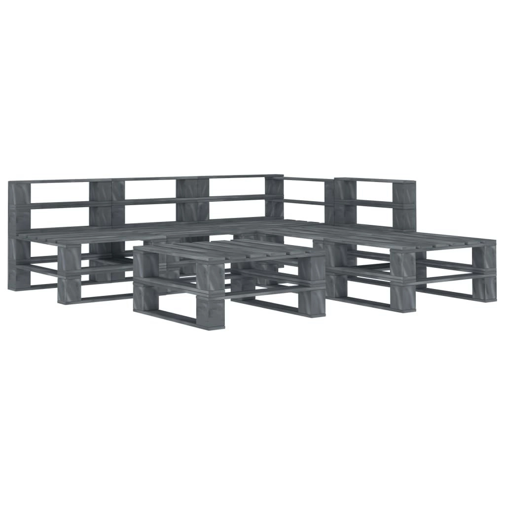 6 Piece Garden Pallet Lounge Set Wood Grey 3072261