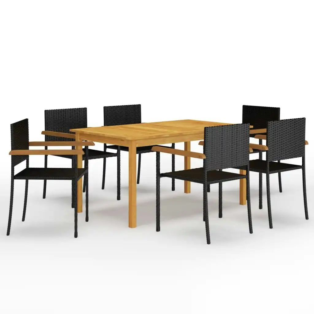 7 Piece Garden Dining Set Black 3067809