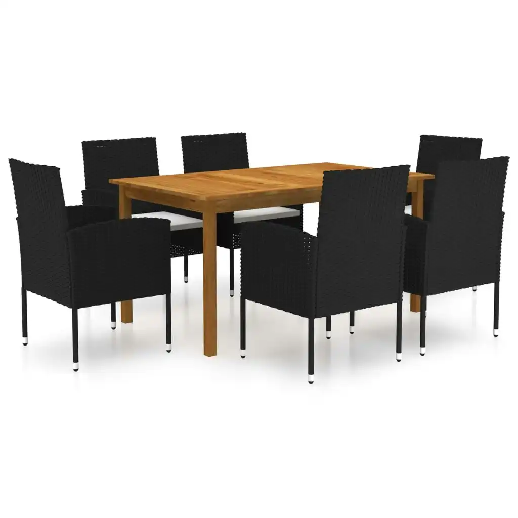 7 Piece Garden Dining Set Black 3067835