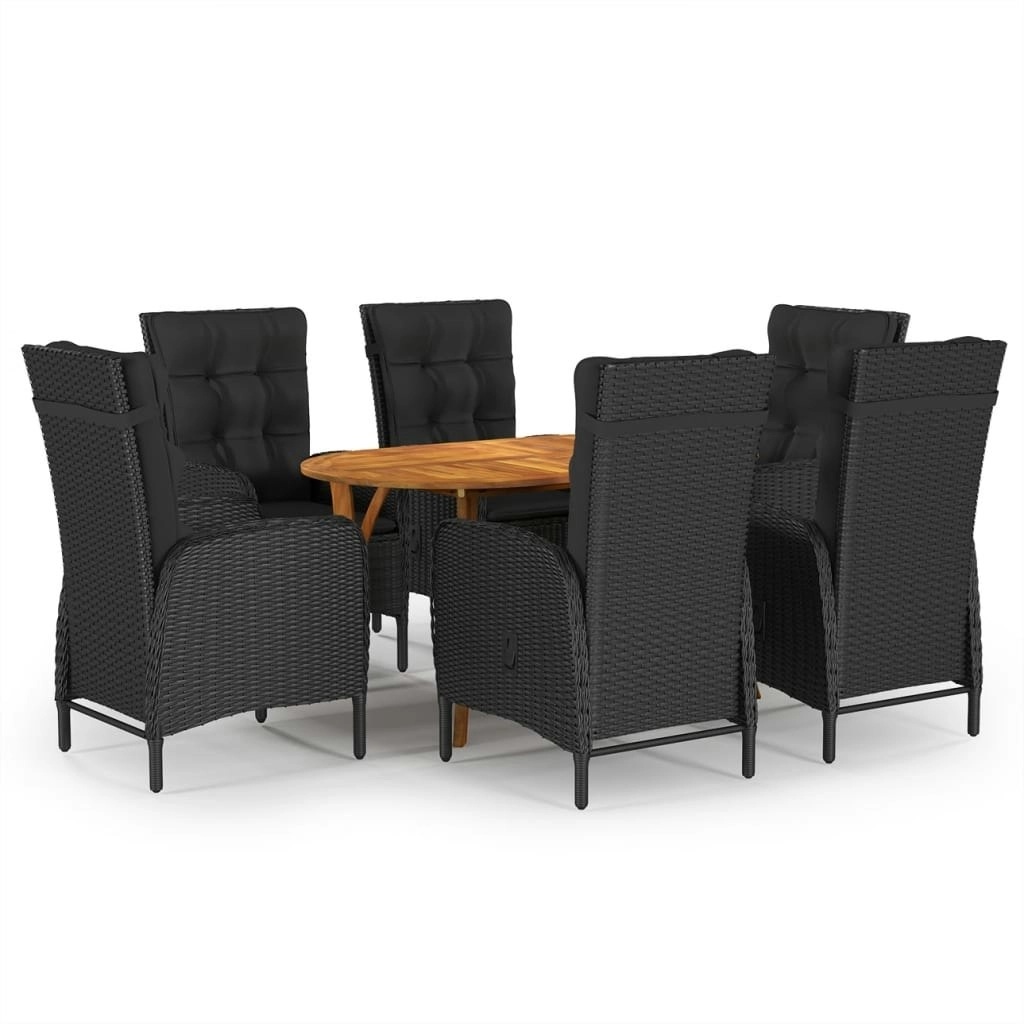 7 Piece Garden Dining Set Black 3071998