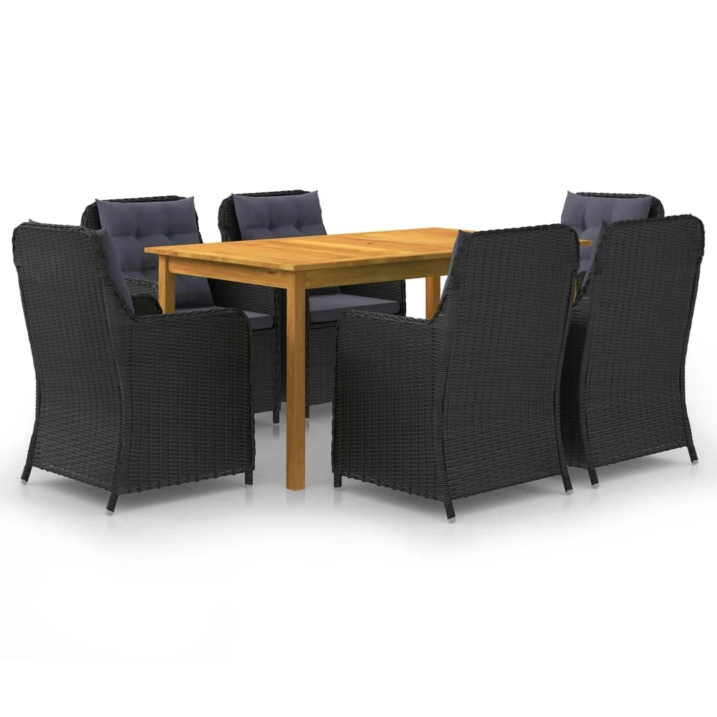 7 Piece Garden Dining Set Black 3067823