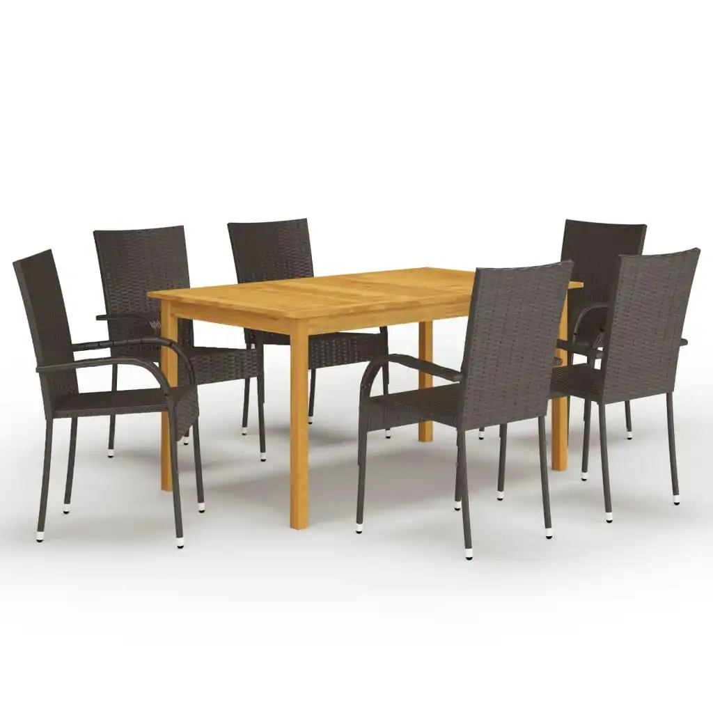 7 Piece Garden Dining Set Brown 3067786