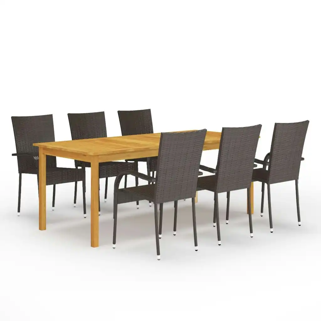 7 Piece Garden Dining Set Brown 3067877