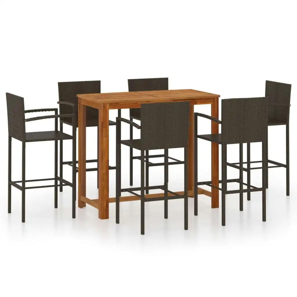 7 Piece Garden Bar Set Brown 3068003