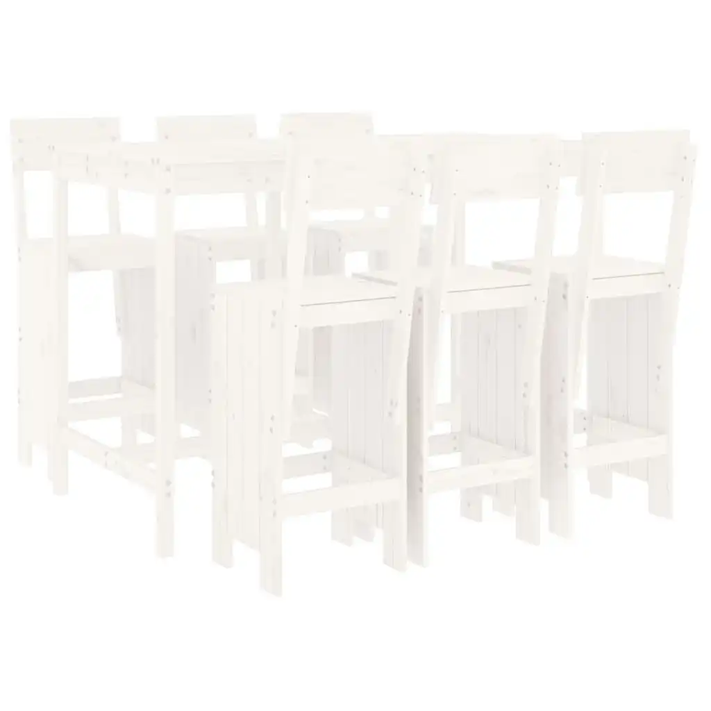 7 Piece Garden Bar Set White Solid Wood Pine 3157812