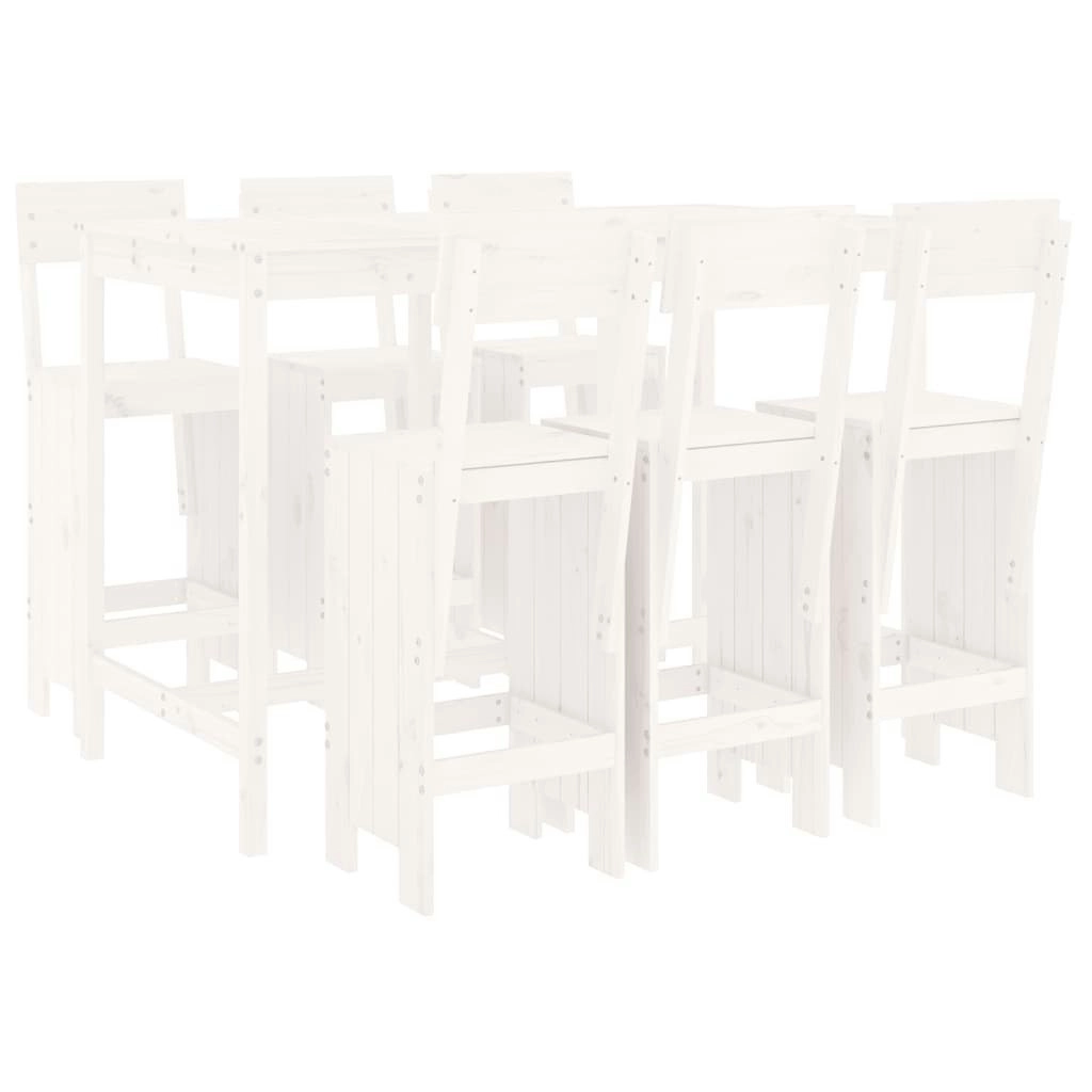 7 Piece Garden Bar Set White Solid Wood Pine 3157812