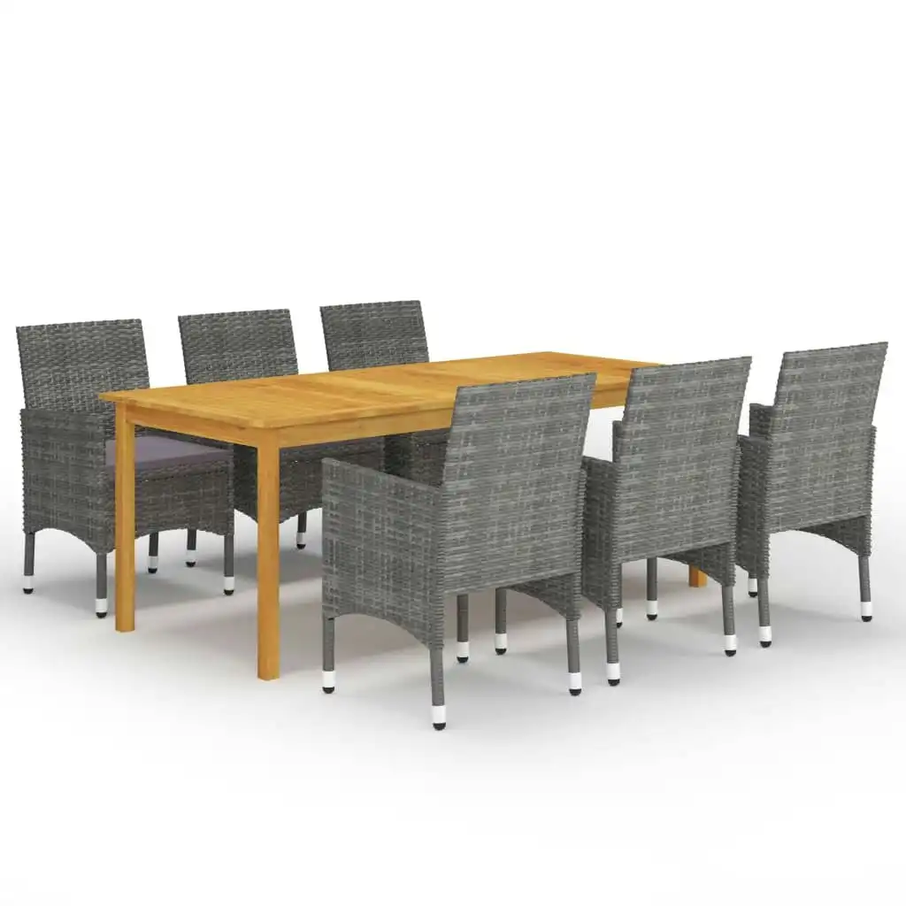 7 Piece Garden Dining Set Grey 3067856