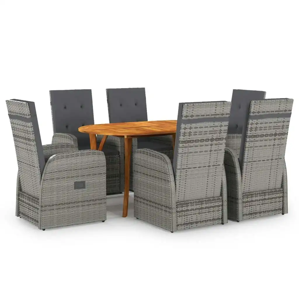 7 Piece Garden Dining Set Grey 3072029