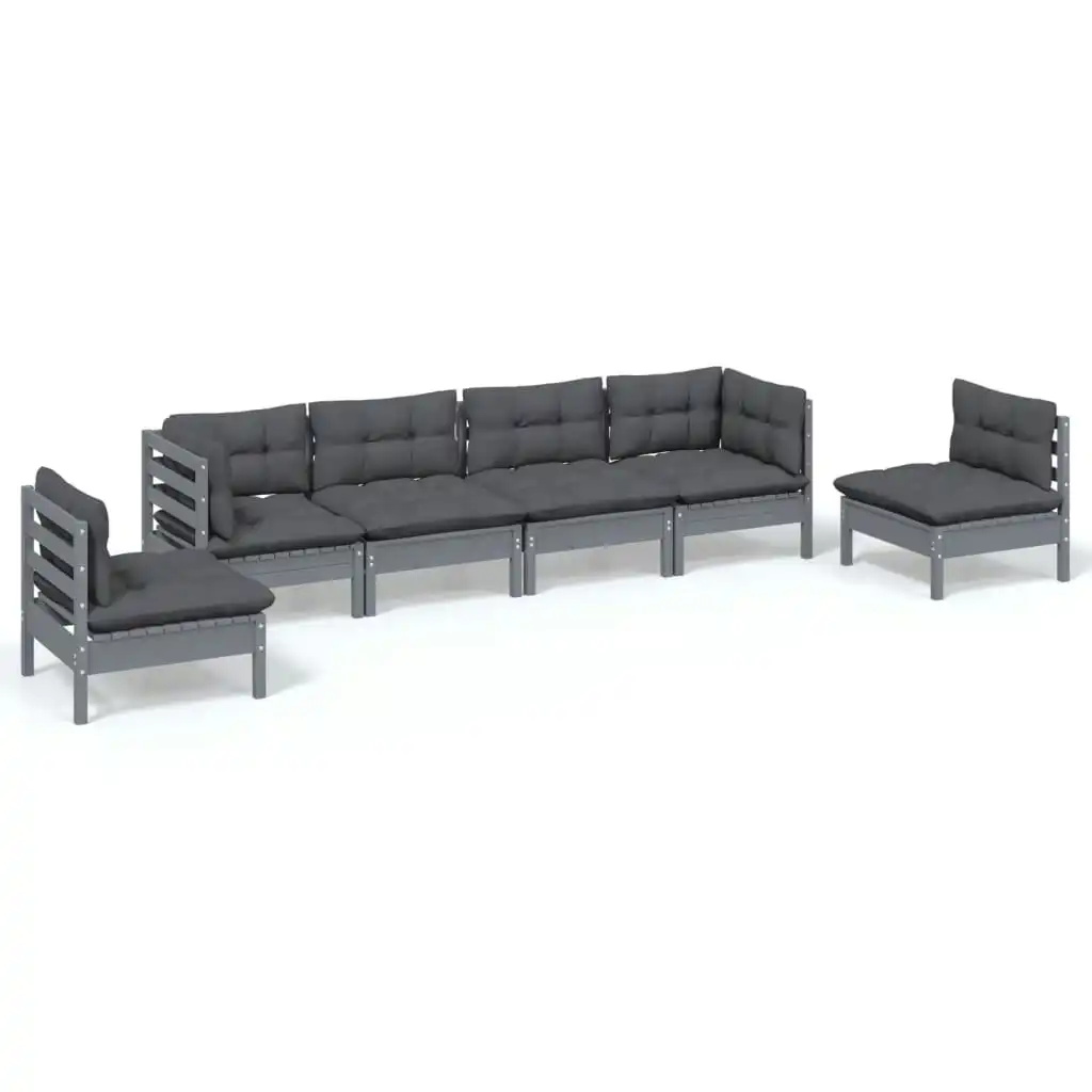 6 Piece Garden Lounge Set with Cushions Solid Pinewood 3096198