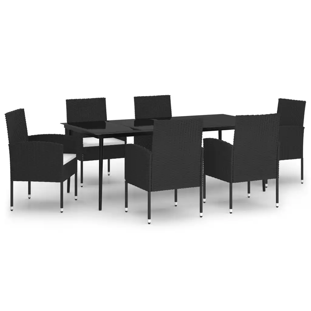 7 Piece Garden Dining Set Black 3099623