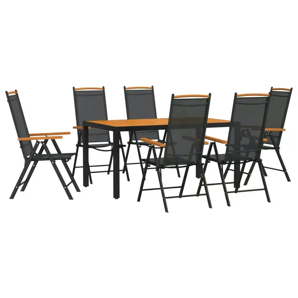 7 Piece Garden Dining Set Black and Brown Aluminium 3200602