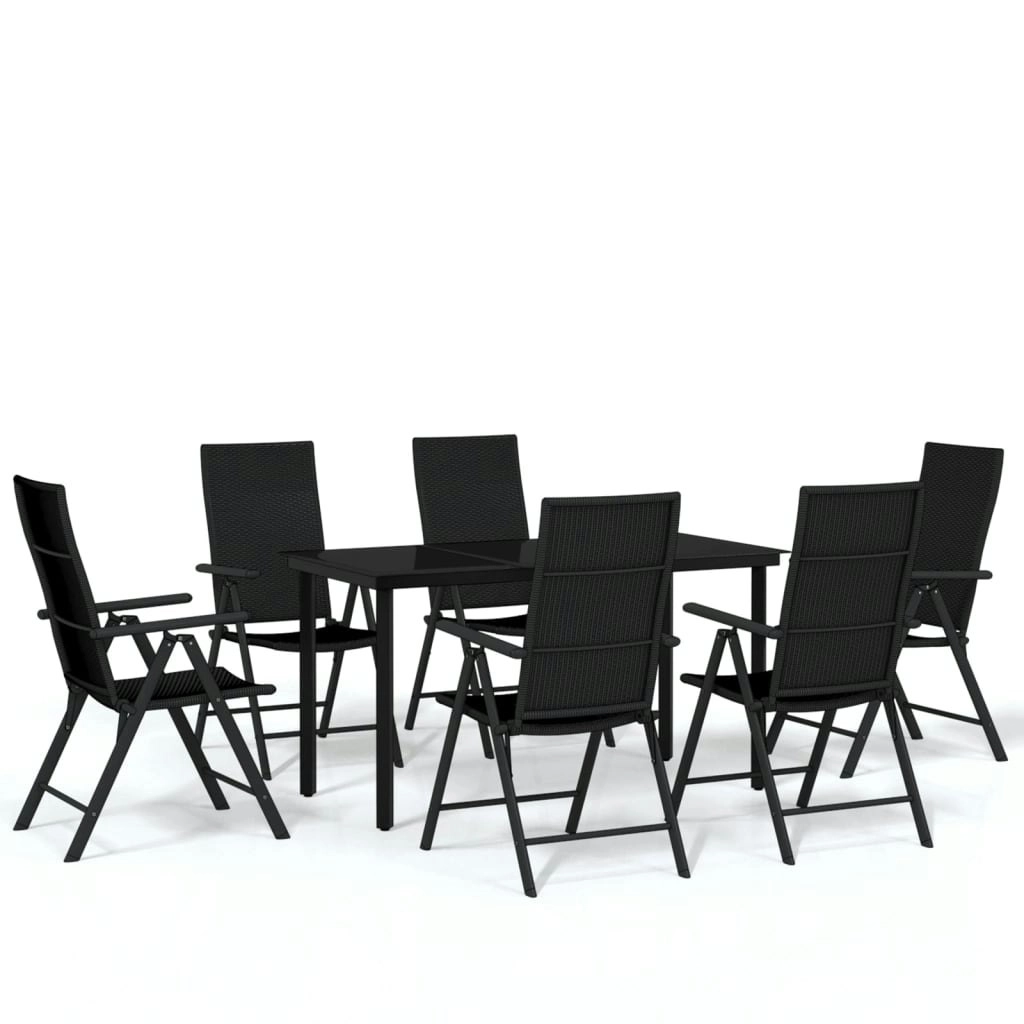 7 Piece Garden Dining Set Black 3099104