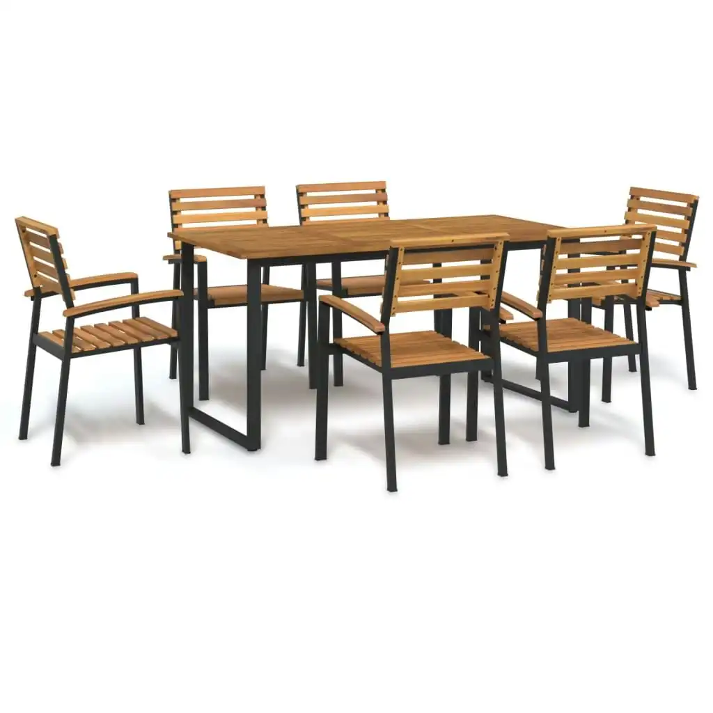 7 Piece Garden Dining Set Solid Wood Acacia and Metal 3155401