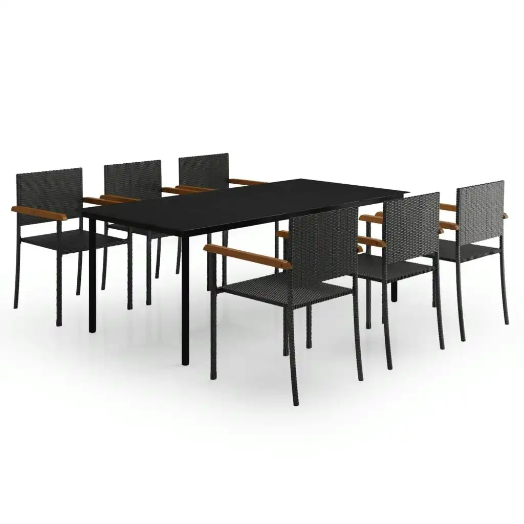 7 Piece Garden Dining Set Black 3099417