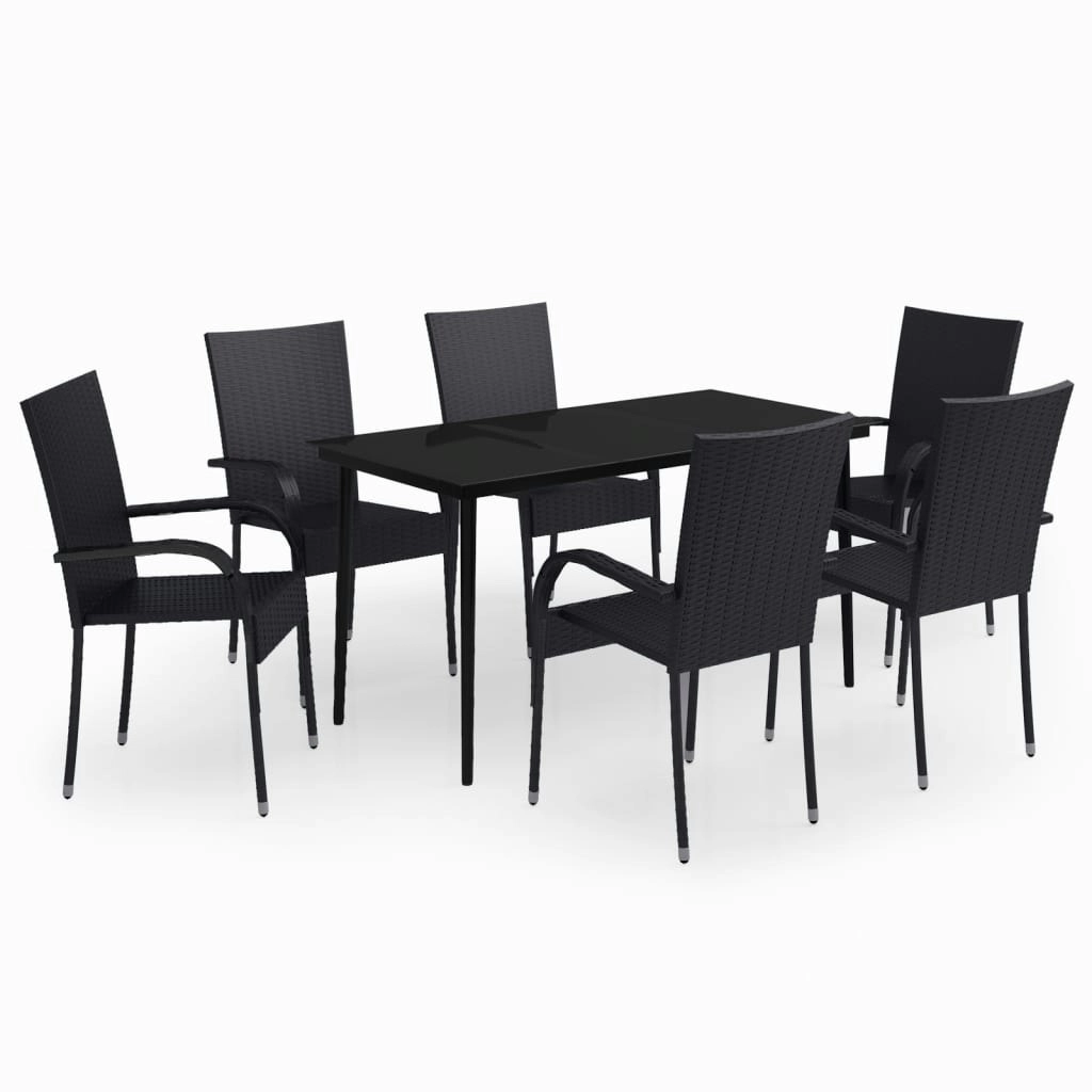 7 Piece Garden Dining Set Black 3099398