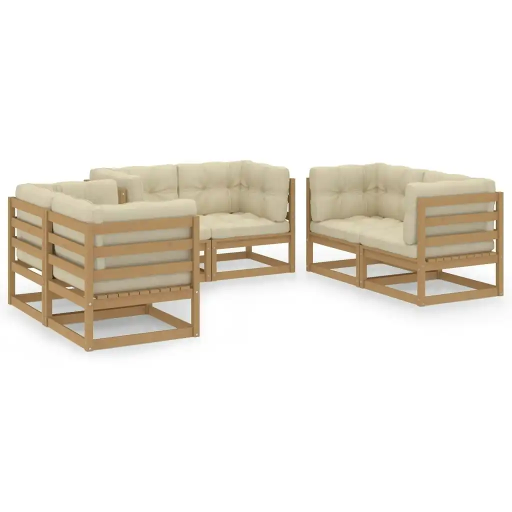 6 Piece Garden Lounge Set with Cushions Solid Pinewood 3076492