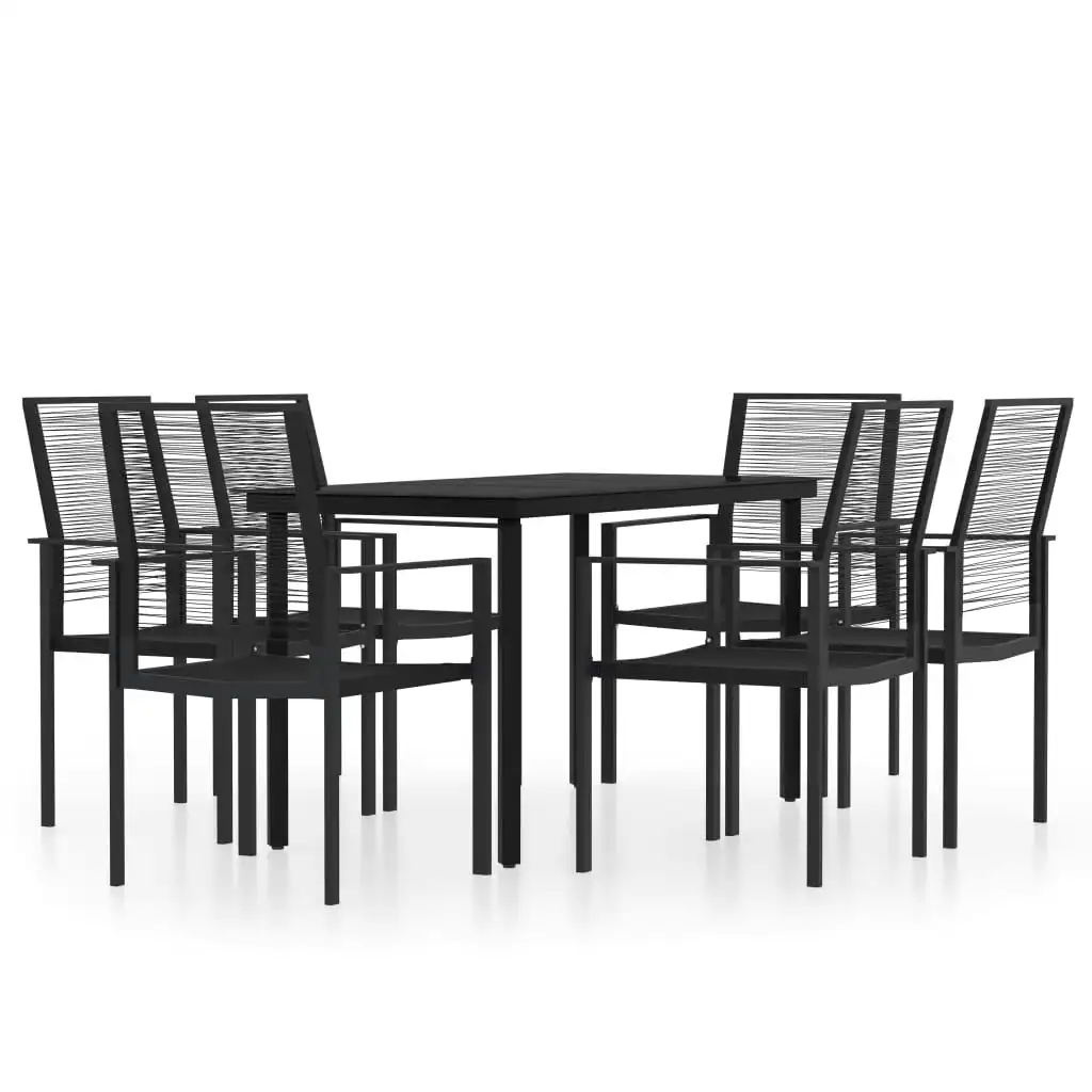 7 Piece Garden Dining Set Black 3099200