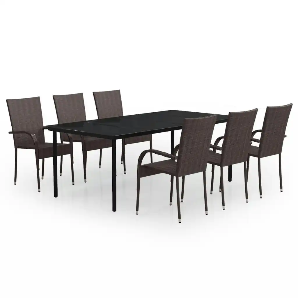 7 Piece Garden Dining Set Brown and Black 3099387