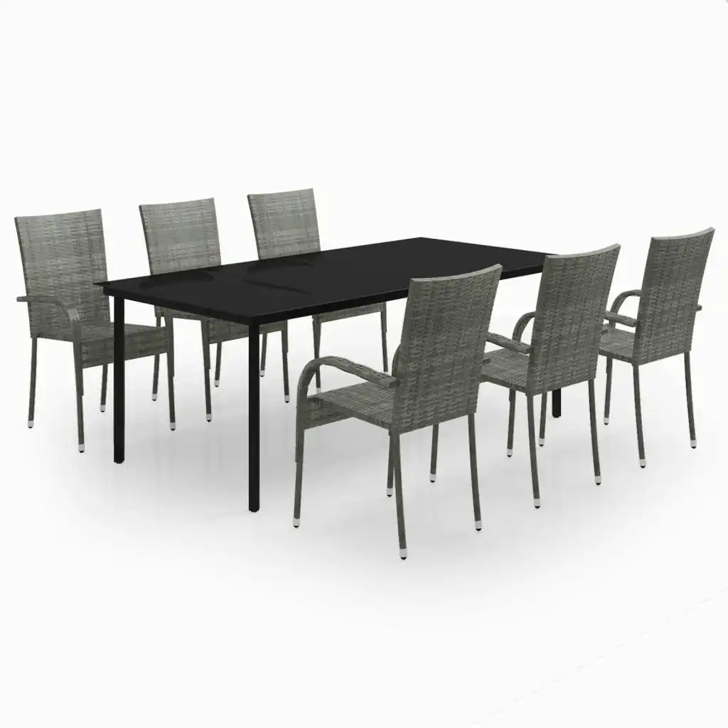 7 Piece Garden Dining Set Grey and Black 3099393