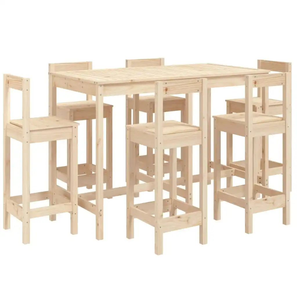 7 Piece Garden Bar Set Solid Wood Pine 3154760