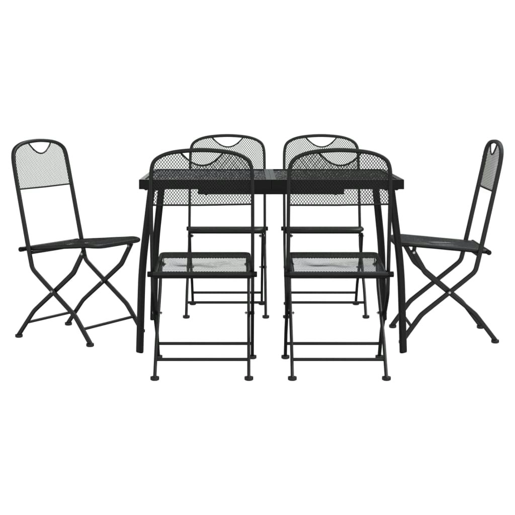 7 Piece Garden Dining Set Anthracite Metal Mesh 3211813