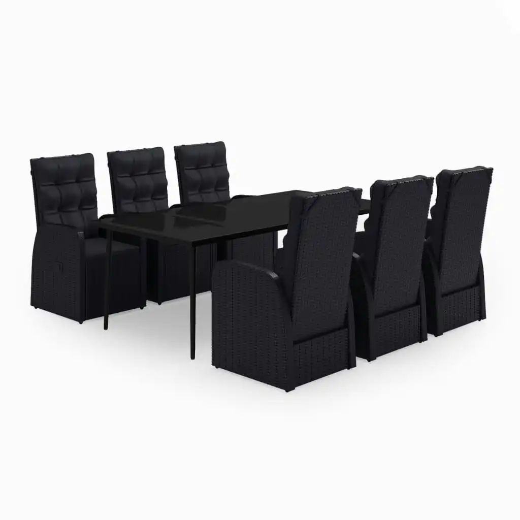 7 Piece Garden Dining Set with Cushions Black 3099495