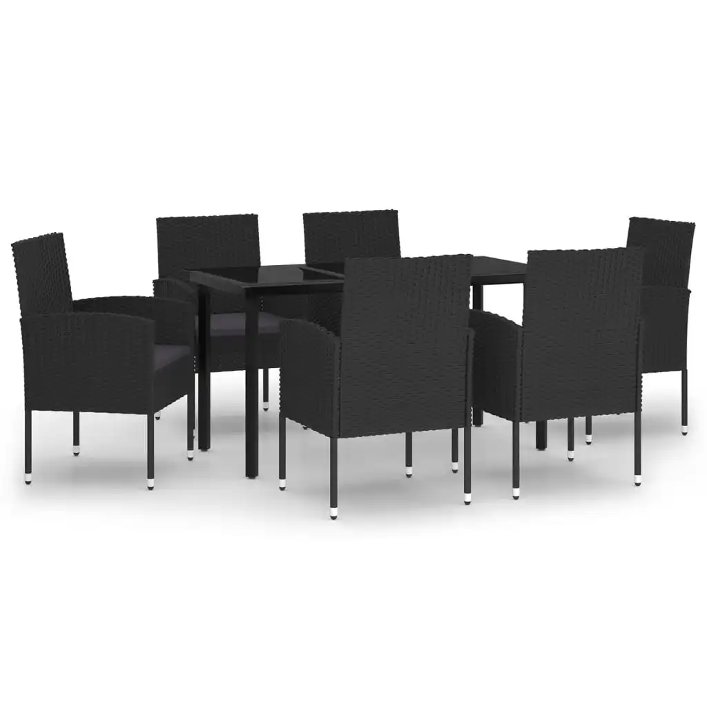 7 Piece Garden Dining Set Black 3099616