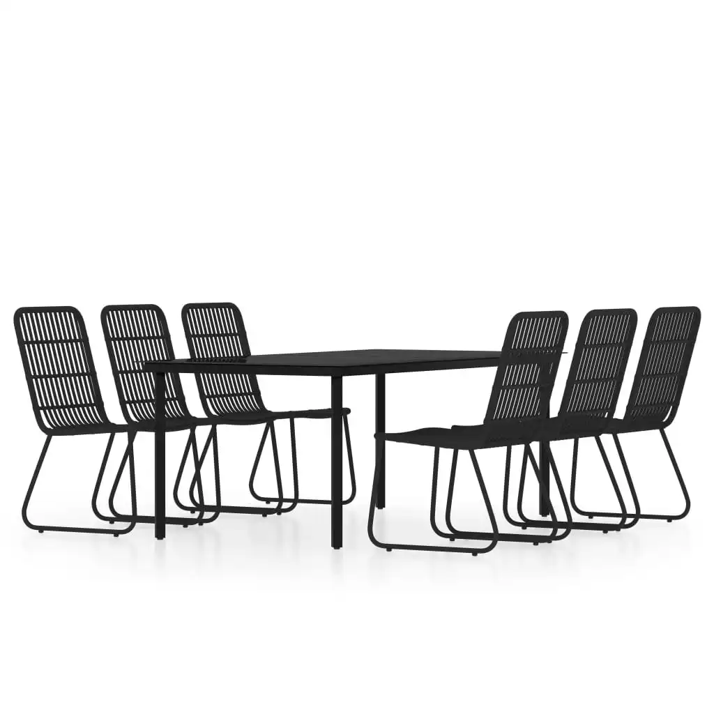 7 Piece Garden Dining Set Black 3099171