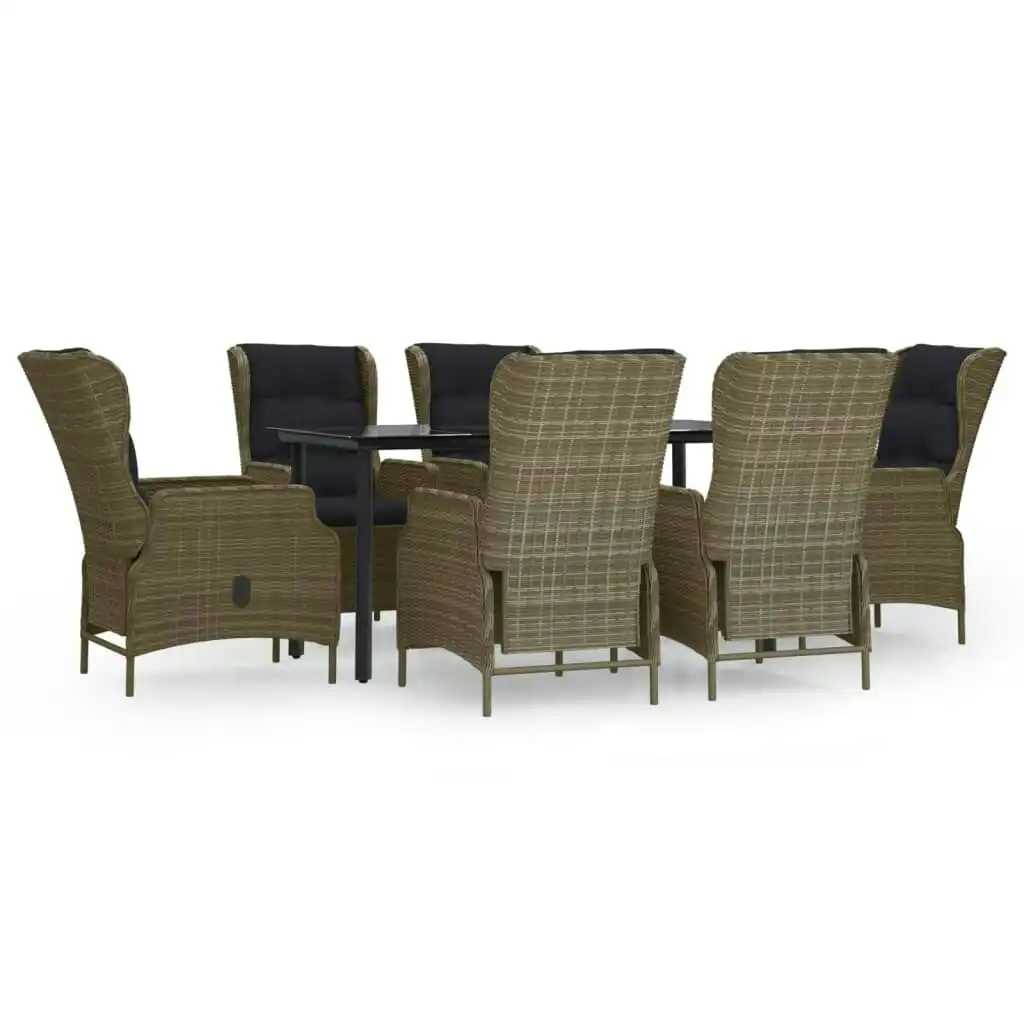 7 Piece Garden Dining Set Brown Poly Rattan 3156799