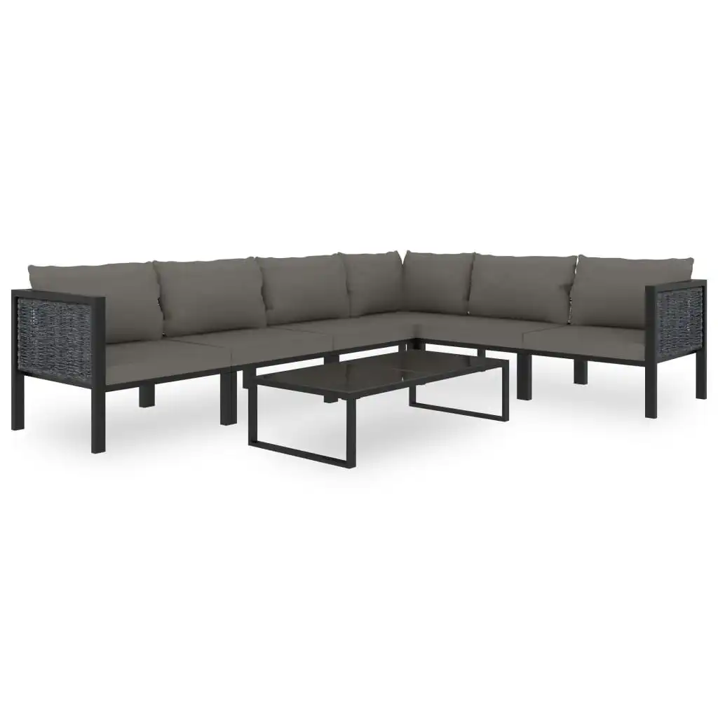 7 Piece Garden Lounge Set with Cushions Poly Rattan Anthracite 49401