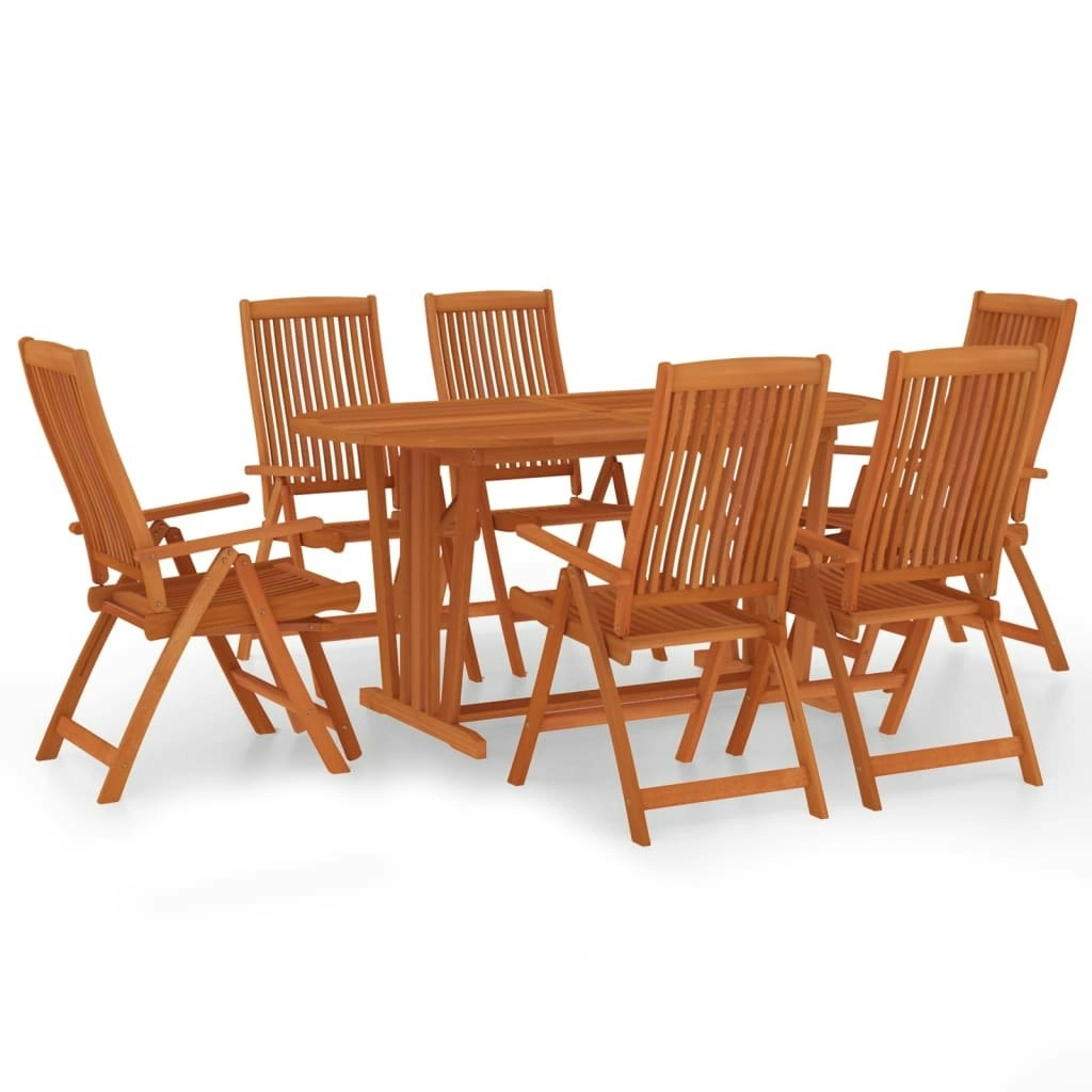 7 Piece Garden Dining Set Solid Wood Eucalyptus 3087340