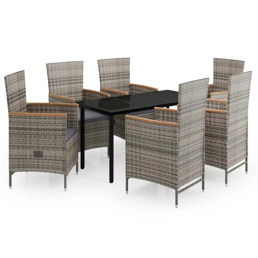 7 Piece Garden Dining Set with Cushions Grey 3099434