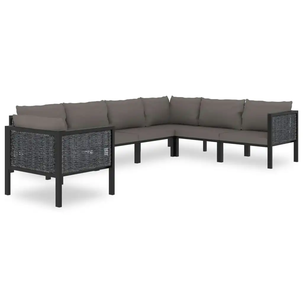 7 Piece Garden Lounge Set with Cushions Poly Rattan Anthracite 49403