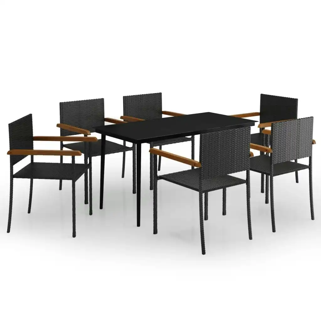 7 Piece Garden Dining Set Black 3099422