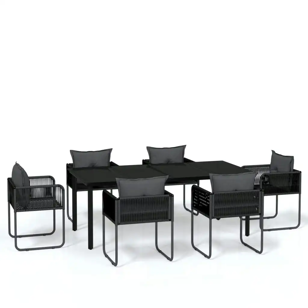 7 Piece Garden Dining Set Black 3099081