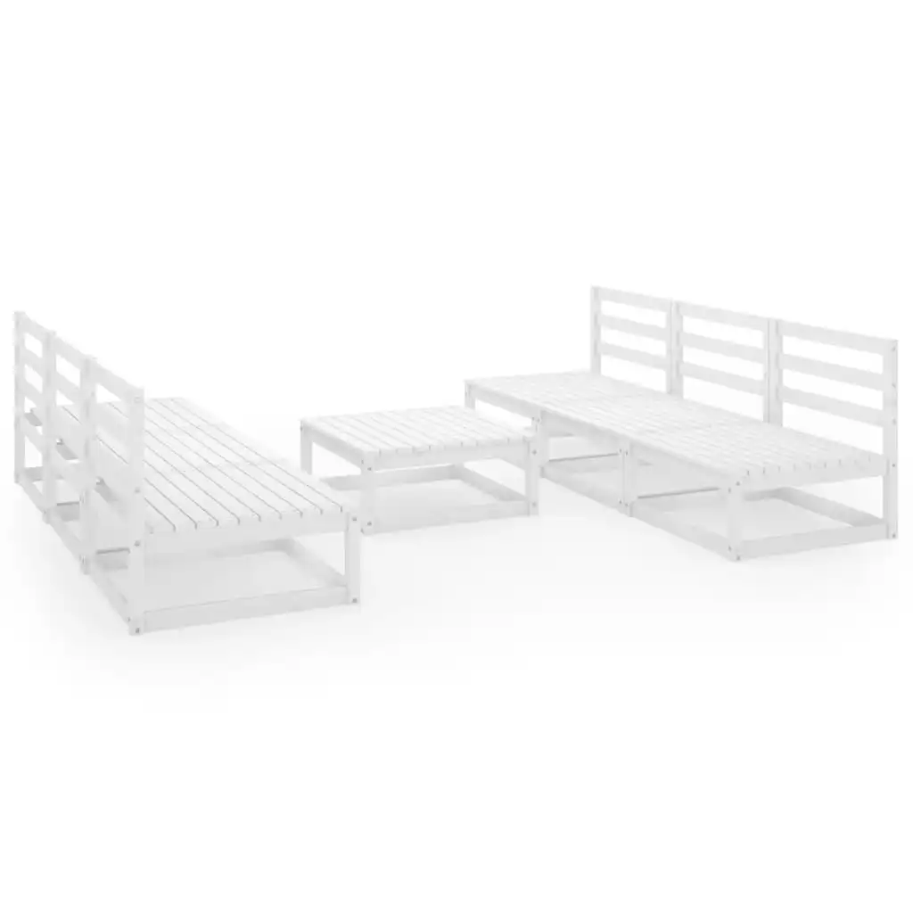 7 Piece Garden Lounge Set White Solid Pinewood 3075315