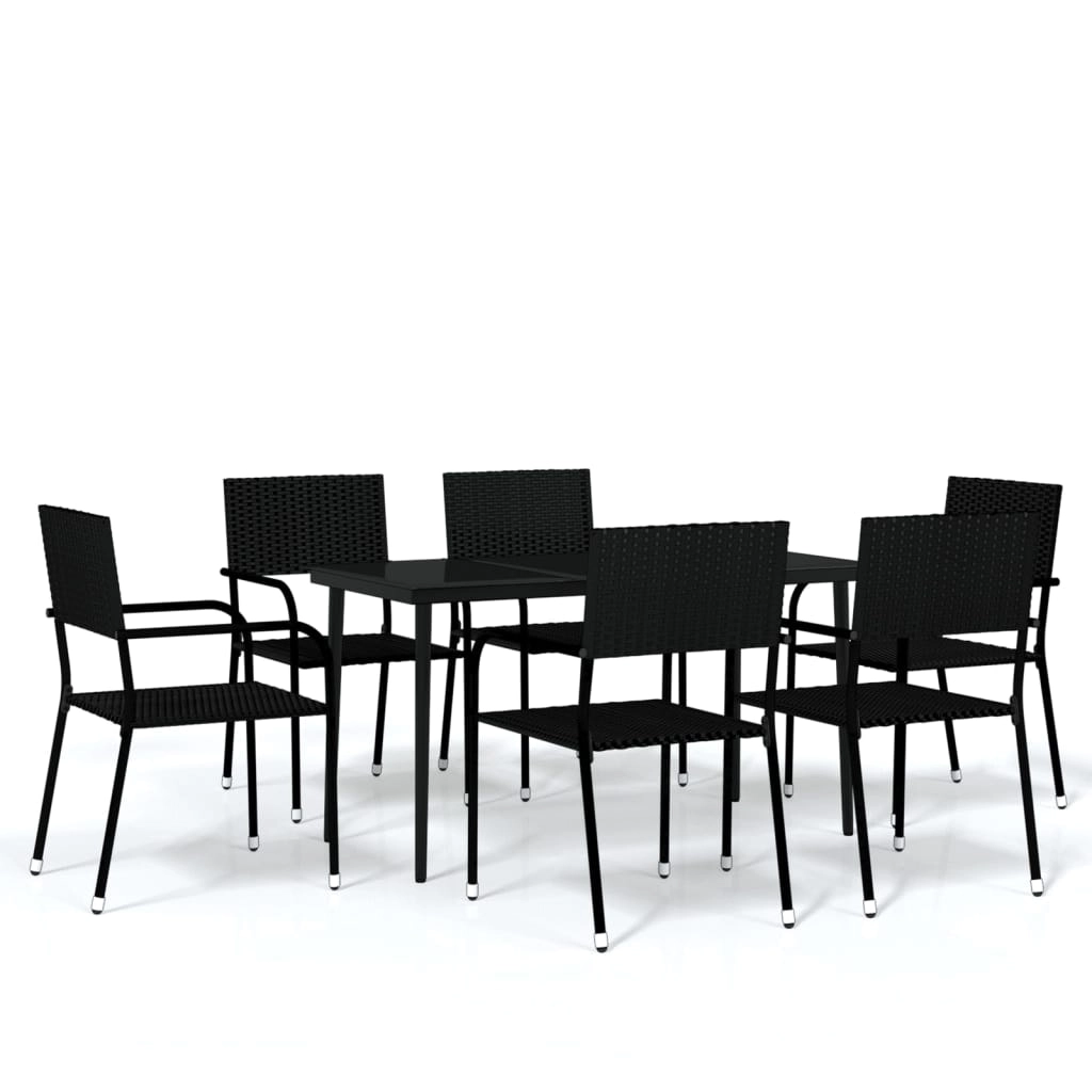 7 Piece Garden Dining Set Black 3099592