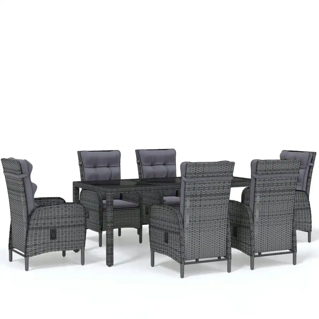 7 Piece Garden Dining Set Poly Rattan Grey 3058506