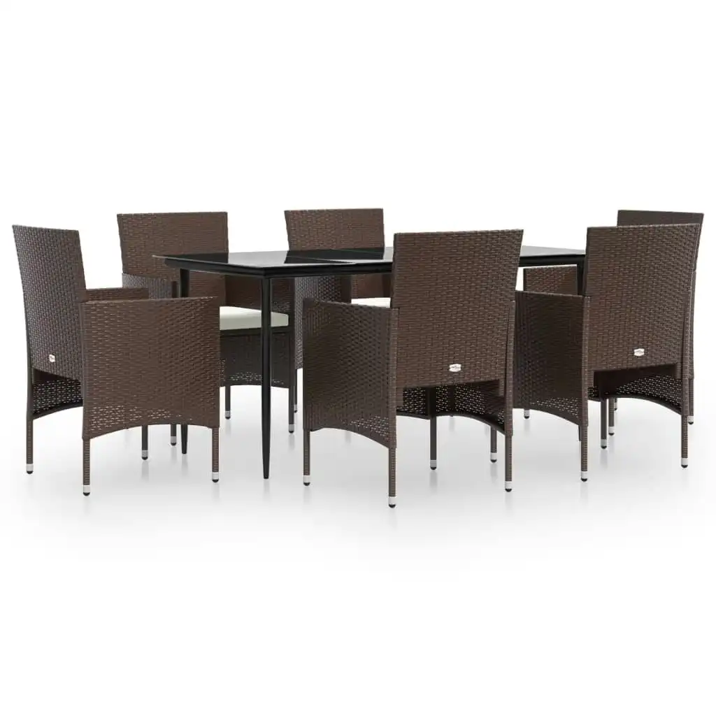 7 Piece Garden Dining Set with Cushions Brown and Black 3156629