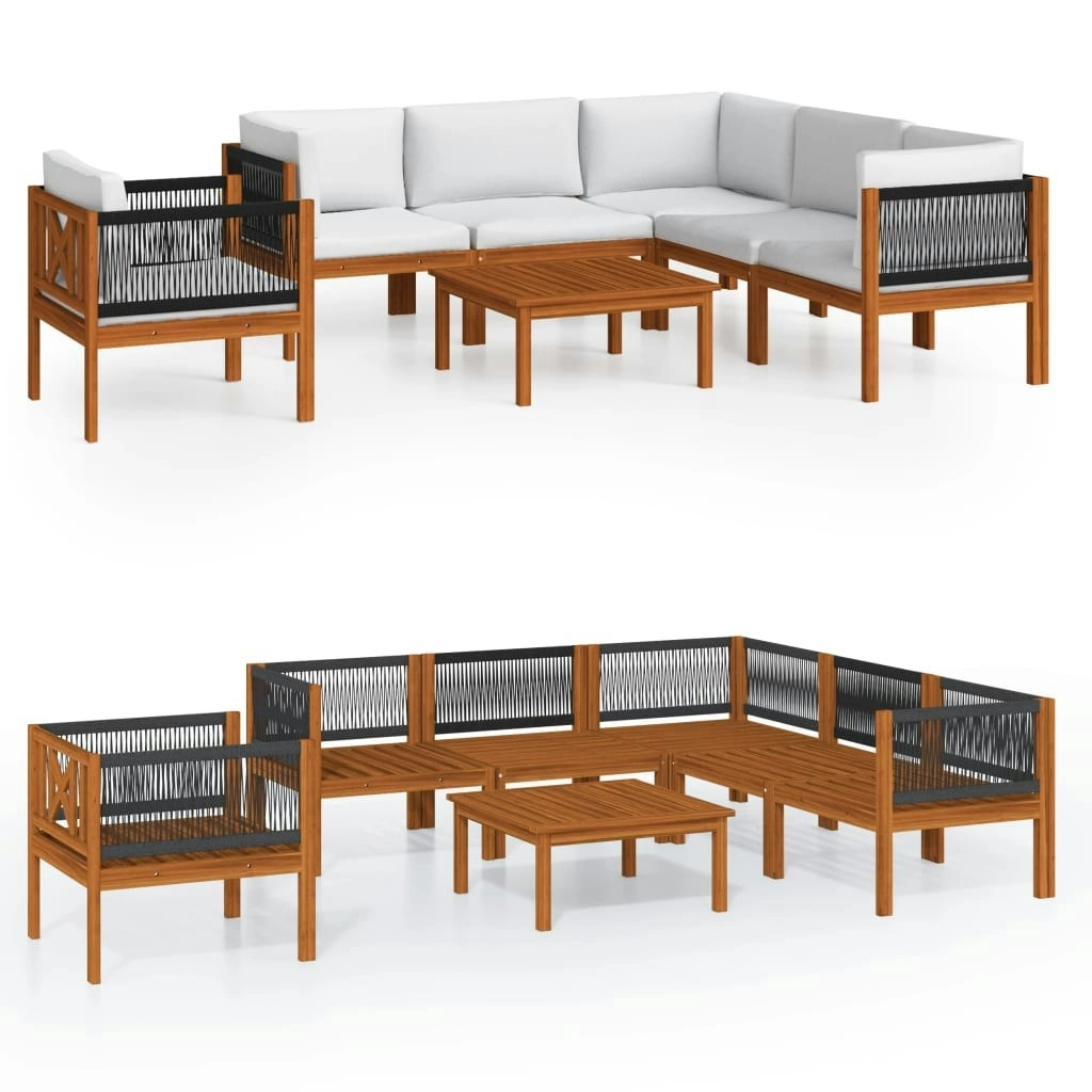 7 Piece Garden Lounge Set with Cushions Cream Solid Acacia Wood 3057889