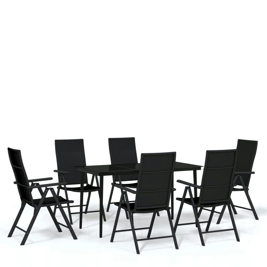 7 Piece Garden Dining Set Black 3099110